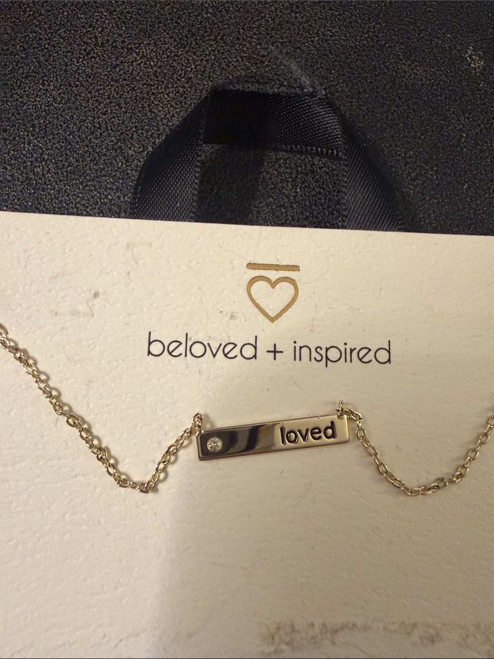 Beloved + Inspired Gold 'Loved' Bar Necklace